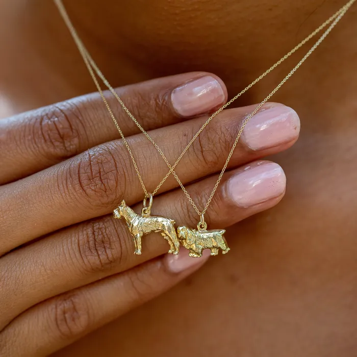 Vintage Earrings Boxer 14k Gold Dog Charm