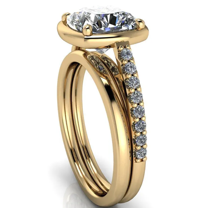 Fire Brilliance Rings Chantel Cushion Center Stone 4 Prong Illusion Setting Engagement Ring