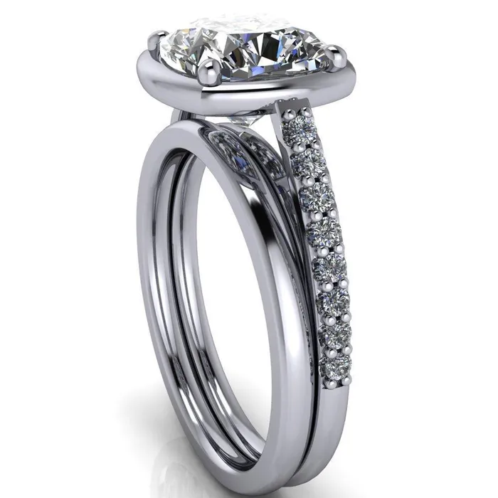 Fire Brilliance Rings Chantel Cushion Center Stone 4 Prong Illusion Setting Engagement Ring