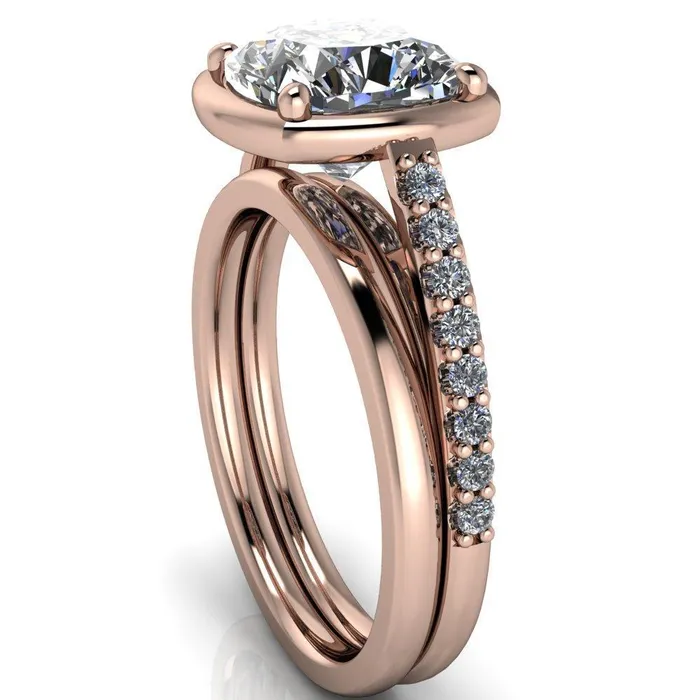 Fire Brilliance Rings Chantel Cushion Center Stone 4 Prong Illusion Setting Engagement Ring