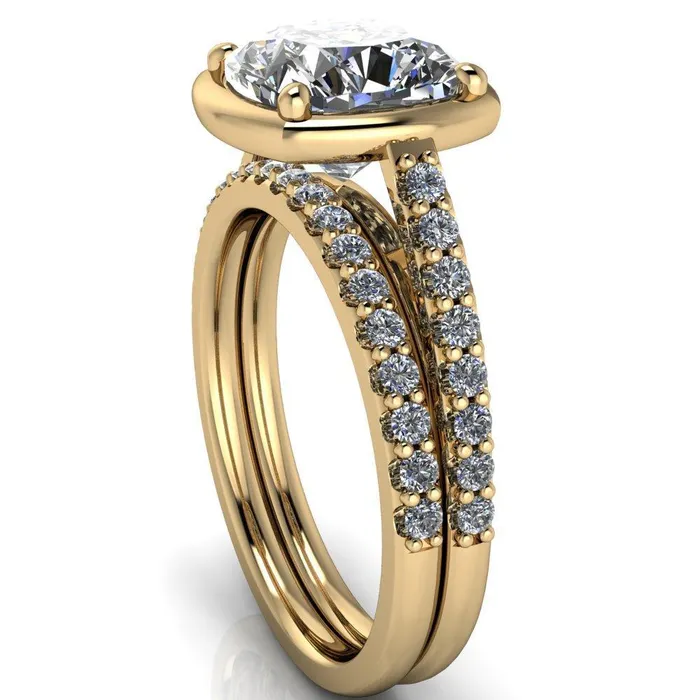 Fire Brilliance Rings Chantel Cushion Center Stone 4 Prong Illusion Setting Engagement Ring