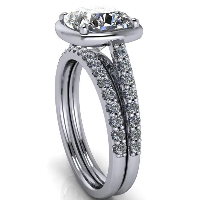 Fire Brilliance Rings Chantel Cushion Center Stone 4 Prong Illusion Setting Engagement Ring