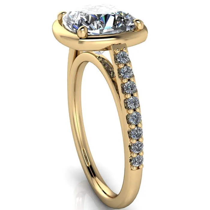 Fire Brilliance Rings Chantel Cushion Center Stone 4 Prong Illusion Setting Engagement Ring