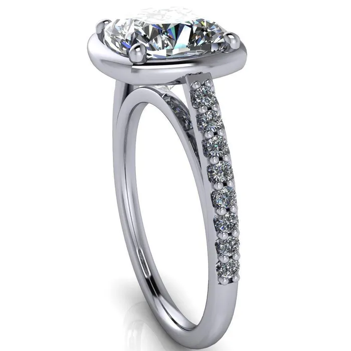 Fire Brilliance Rings Chantel Cushion Center Stone 4 Prong Illusion Setting Engagement Ring