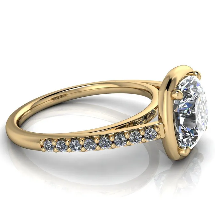 Fire Brilliance Rings Chantel Cushion Center Stone 4 Prong Illusion Setting Engagement Ring