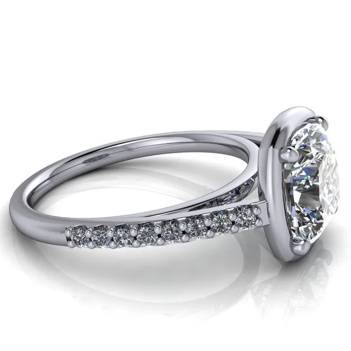 Fire Brilliance Rings Chantel Cushion Center Stone 4 Prong Illusion Setting Engagement Ring