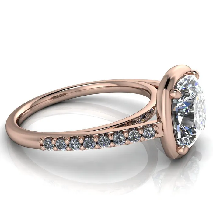 Fire Brilliance Rings Chantel Cushion Center Stone 4 Prong Illusion Setting Engagement Ring