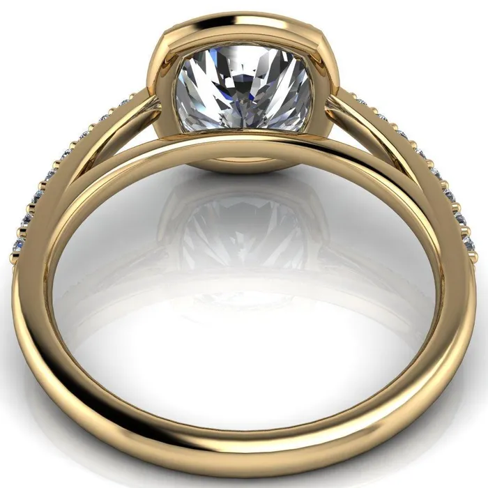 Fire Brilliance Rings Chantel Cushion Center Stone 4 Prong Illusion Setting Engagement Ring