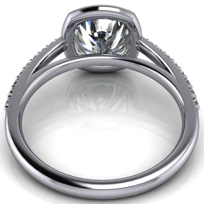Fire Brilliance Rings Chantel Cushion Center Stone 4 Prong Illusion Setting Engagement Ring