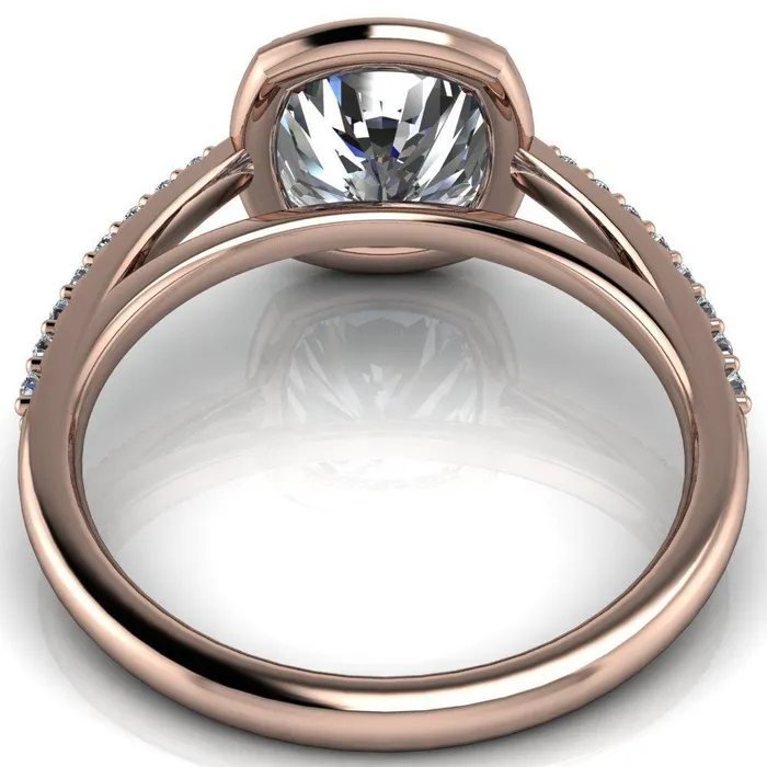 Fire Brilliance Rings Chantel Cushion Center Stone 4 Prong Illusion Setting Engagement Ring