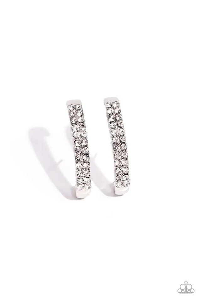 Earrings Paparazzi Jewelry Paparazzi Earring Sliding Series White Earrings Paparazzi Jewelry Paparazzi Earring Sliding Series White