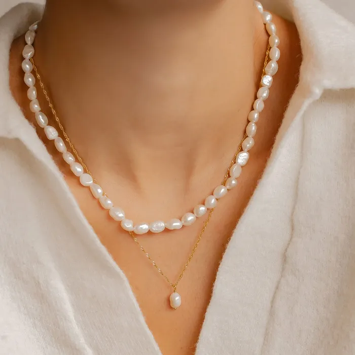 Necklaces Hey Happiness Grace Pearl Necklace Sterling Silver Gold Necklaces Hey Happiness Grace Pearl Necklace Sterling Silver Gold