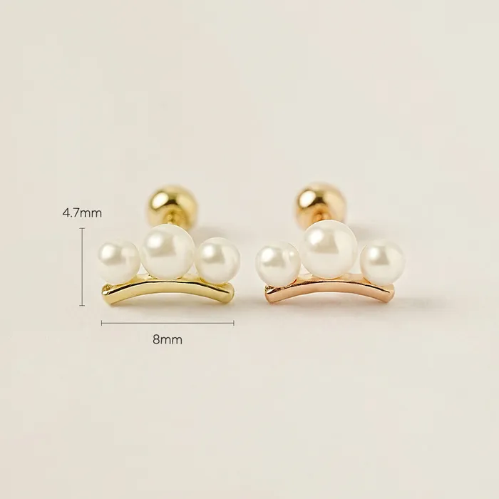 14K Gold Bloom Pearl Cartilage Earring 20G MinimalBijoux Earrings