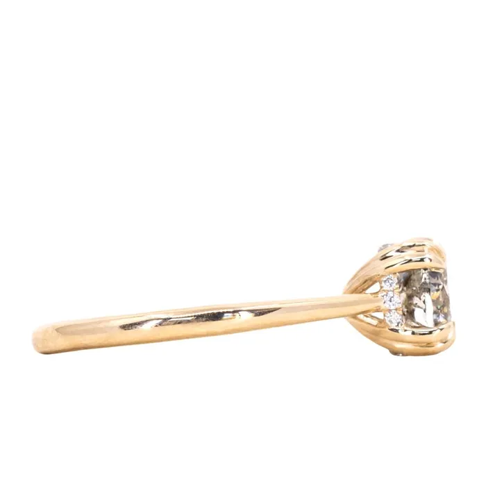 Earrings Anueva Jewelry 176ct Round Salt Pepper Diamond Hidden Halo Double Prong Solitaire in 14k Yellow Gold