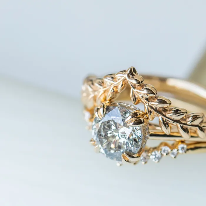Earrings Anueva Jewelry 176ct Round Salt Pepper Diamond Hidden Halo Double Prong Solitaire in 14k Yellow Gold
