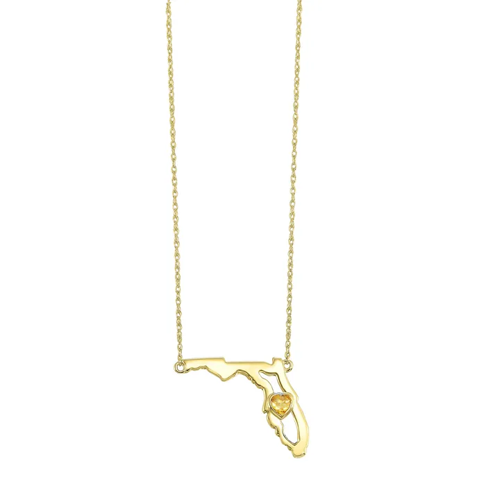 14K Citrine Heart in Florida Necklace Gems One Necklaces
