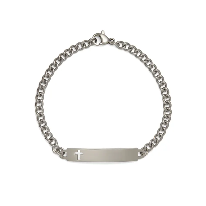 Childrens ID Bracelet with Cut Out Cross Plaque Speidel Bracelets