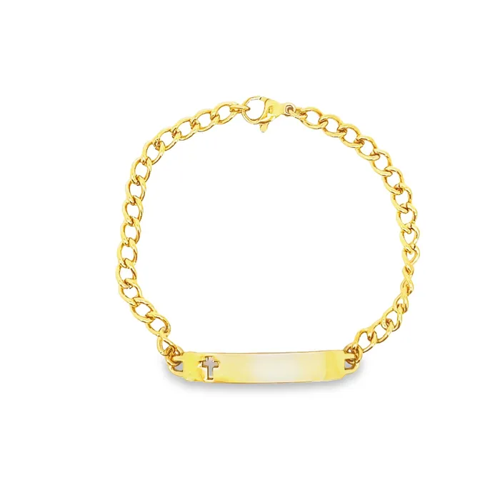 Childrens ID Bracelet with Cut Out Cross Plaque Speidel Bracelets