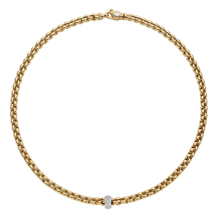 Fope EKA 18K Yellow Gold 43cm Necklace 037 CTW International Diamond Center Necklaces