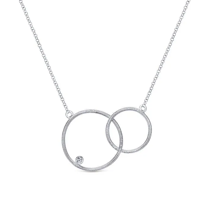 International Diamond Center Necklaces Gabriel Co Scalloped Sterling Silver Necklace 002 CTW International Diamond Center Necklaces Gabriel Co Scalloped Sterling Silver Necklace 002 CTW