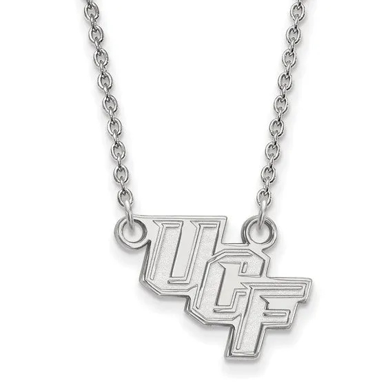 International Diamond Center Necklaces Sterling Silver Rhodiumplated LogoArt University of Central Florida UCF Small Pendant 18 inch Necklace