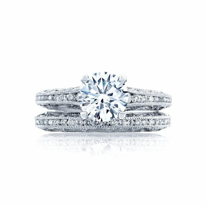 International Diamond Center Rings Tacori 18k White Gold Reverse Crescent Round Diamond Engagement Ring Setting 025 CTW International Diamond Center Rings Tacori 18k White Gold Reverse Crescent Round Diamond Engagement Ring Setting 025 CTW