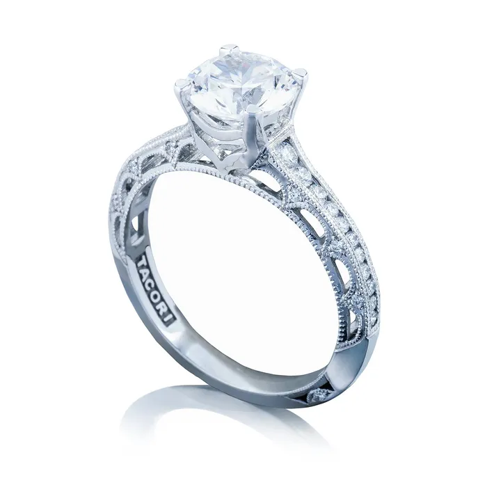 International Diamond Center Rings Tacori 18k White Gold Reverse Crescent Round Diamond Engagement Ring Setting 025 CTW International Diamond Center Rings Tacori 18k White Gold Reverse Crescent Round Diamond Engagement Ring Setting 025 CTW
