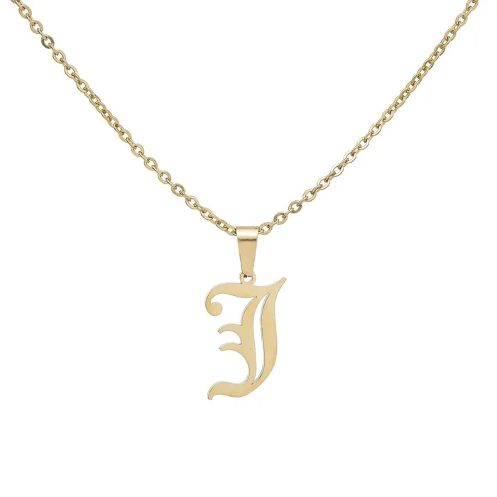 Necklaces aiobo Old English Initial Necklace