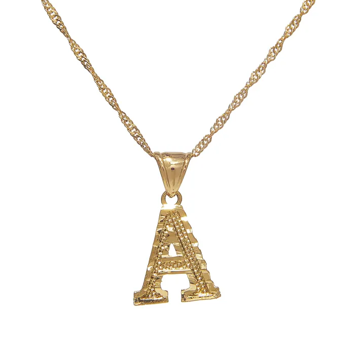 Necklaces Block Letter Pendant Necklace aiobo