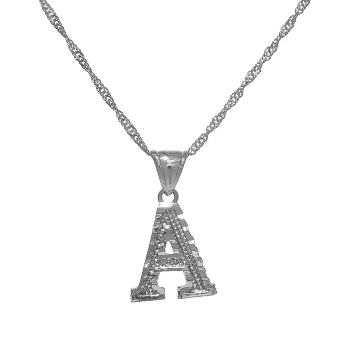 Necklaces Block Letter Pendant Necklace aiobo