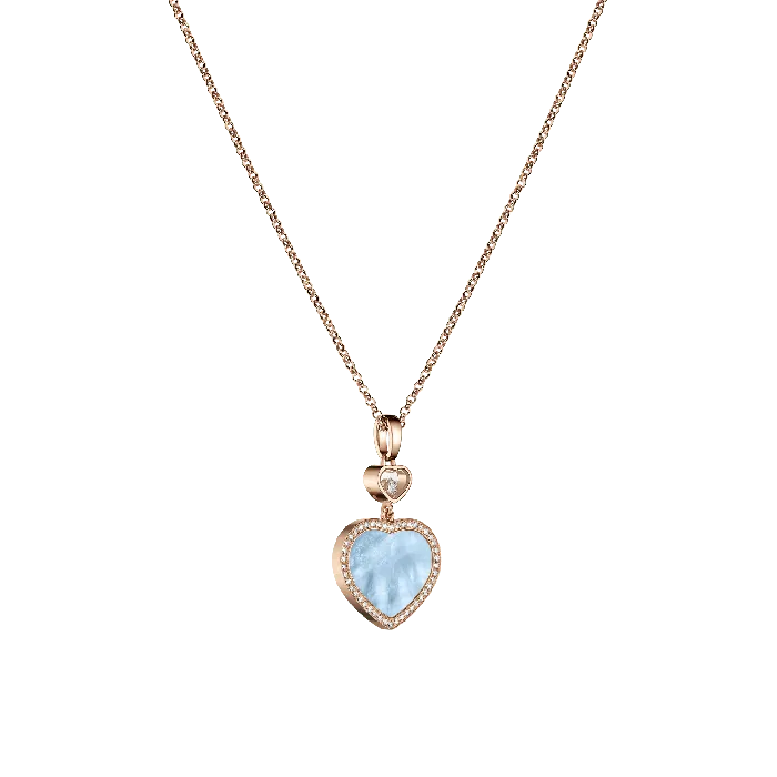 Necklaces Chopard Happy Hearts Rose Gold Turquoise MotherofPearl Diamond Pendant