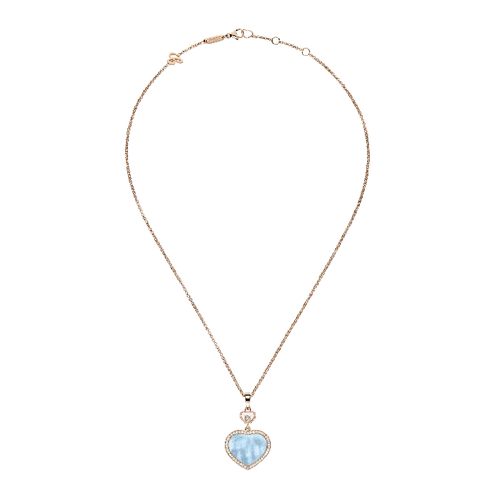 Necklaces Chopard Happy Hearts Rose Gold Turquoise MotherofPearl Diamond Pendant