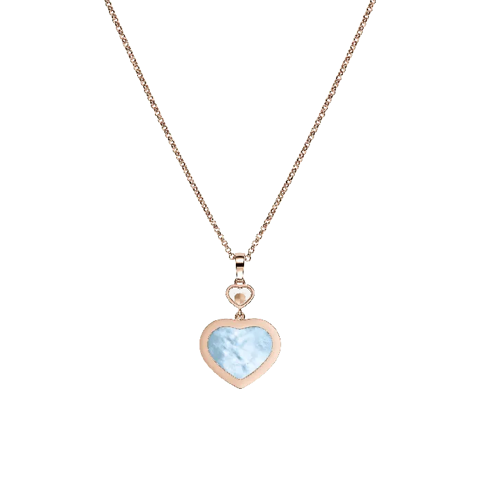 Necklaces Chopard Happy Hearts Rose Gold Turquoise MotherofPearl Diamond Pendant