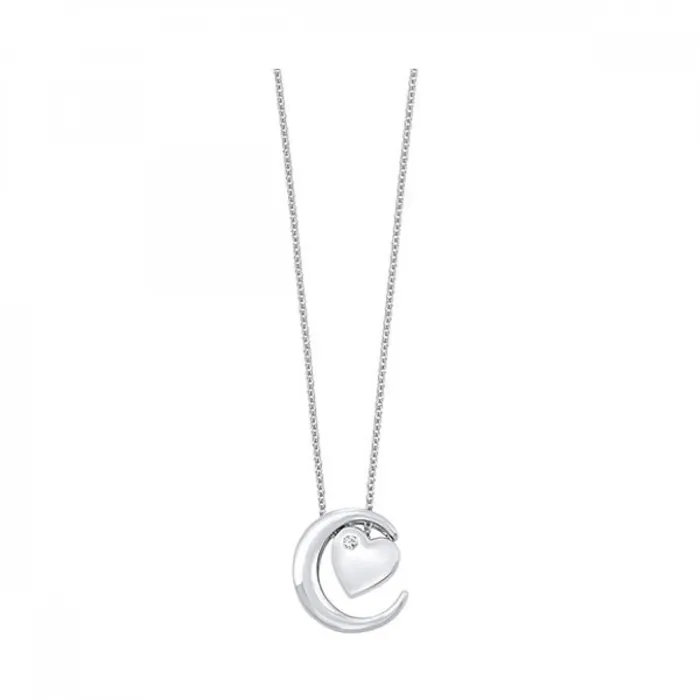 Necklaces Gems One Silver I Love You to the Moon Heart Diamond Pendant