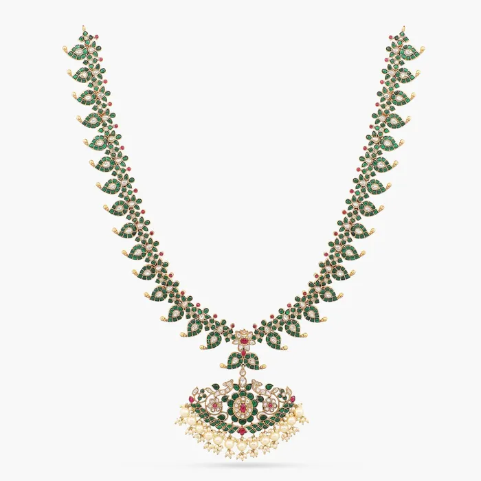 Necklaces Mankani Kempu Mango Silver Long Necklace SILVER
