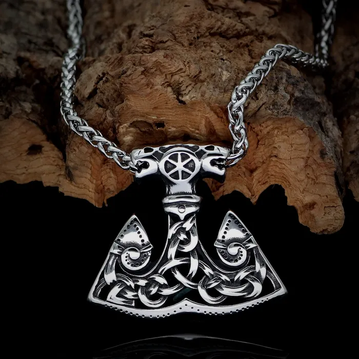 Necklaces Thors Hammer Necklace Knotted Wolves Pattern AE