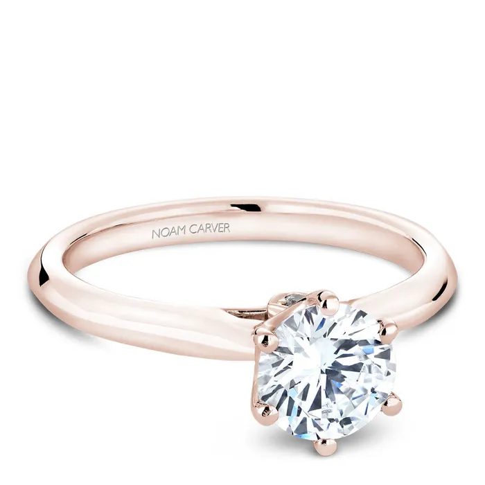Rings International Diamond Center Noam Carver Rose Gold 6Prong Diamond Engagement Ring Setting 002 CTW