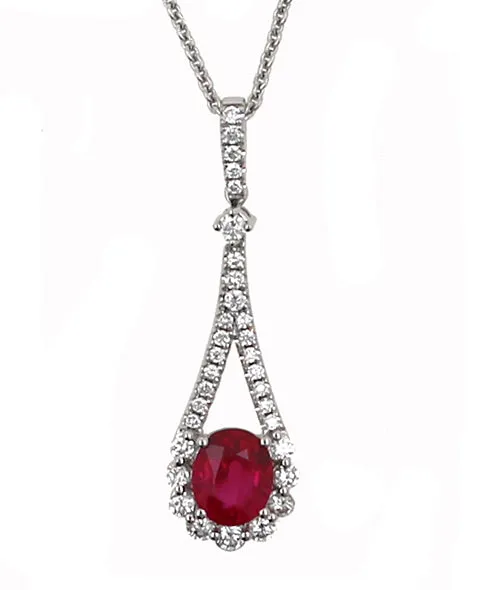 Shop IDC estore Necklaces Ruby and Diamond Drop Fashion Necklace