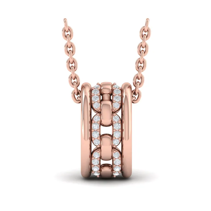 Shop IDC estore Necklaces Vlora Reina 14K Reverse Channel Set Link with Diamonds Pendant Necklace 01CTW