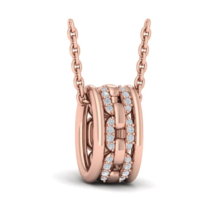 Shop IDC estore Necklaces Vlora Reina 14K Reverse Channel Set Link with Diamonds Pendant Necklace 01CTW