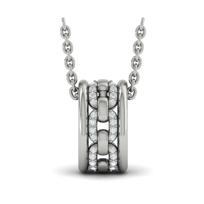 Shop IDC estore Necklaces Vlora Reina 14K Reverse Channel Set Link with Diamonds Pendant Necklace 01CTW
