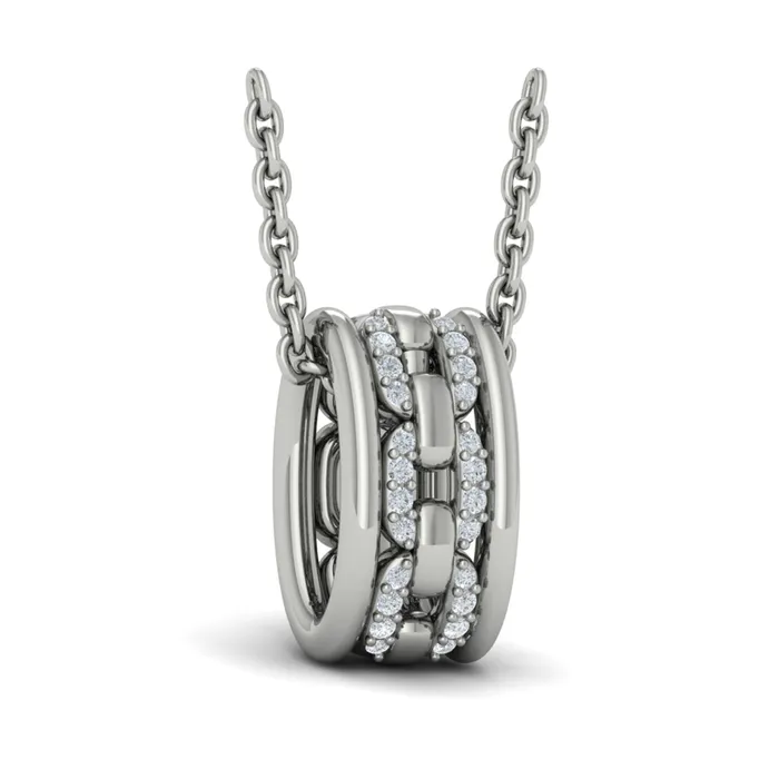 Shop IDC estore Necklaces Vlora Reina 14K Reverse Channel Set Link with Diamonds Pendant Necklace 01CTW