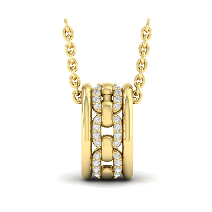 Shop IDC estore Necklaces Vlora Reina 14K Reverse Channel Set Link with Diamonds Pendant Necklace 01CTW