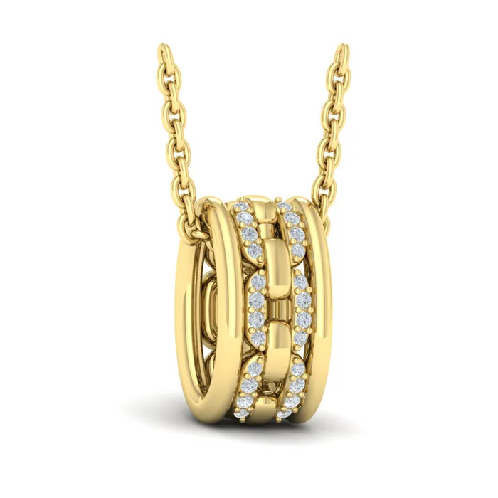 Shop IDC estore Necklaces Vlora Reina 14K Reverse Channel Set Link with Diamonds Pendant Necklace 01CTW