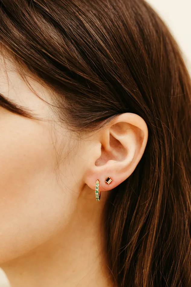 Sierra Winter Jewelry Karma Hoop Earrings Emerald Earrings
