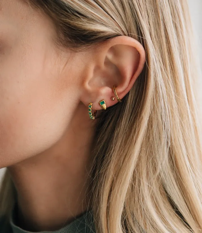 Sierra Winter Jewelry Karma Hoop Earrings Emerald Earrings