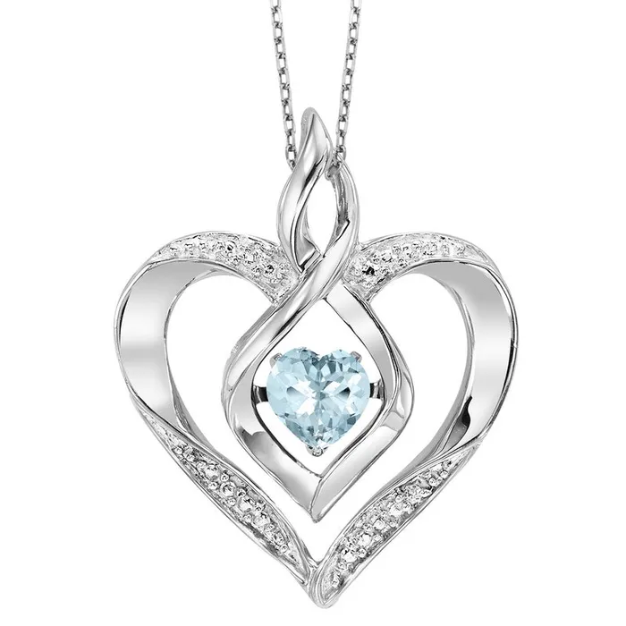 Silver Diamond Created Aquamarine Pendant International Diamond Center Necklaces Silver Diamond Created Aquamarine Pendant International Diamond Center Necklaces