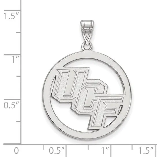 Sterling Silver Rhodiumplated LogoArt University of Central Florida UCF Extra Large Circle Pendant International Diamond Center Necklaces Sterling Silver Rhodiumplated LogoArt University of Central Florida UCF Extra Large Circle Pendant International Diamond Center Necklaces