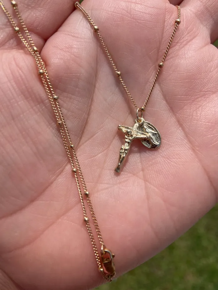 TheLittleCatholic Necklaces Miraculous Medal and Crucifix Necklace in 14k Gold