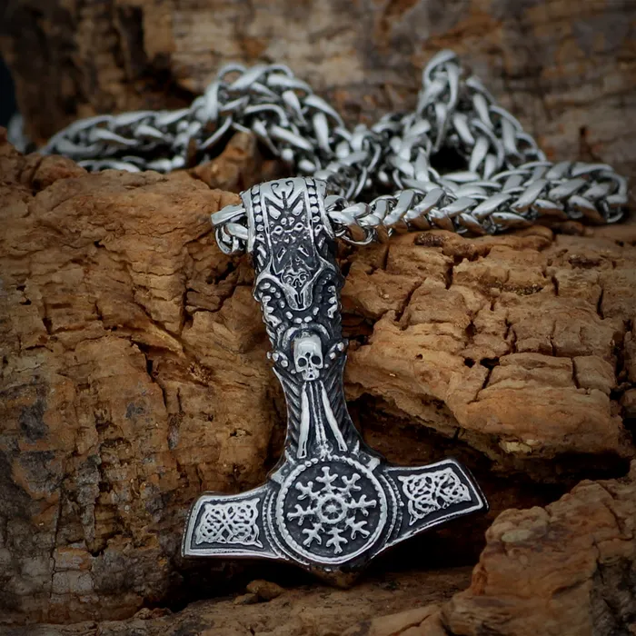 Thors Hammer Necklace Helmet of terror AE Necklaces